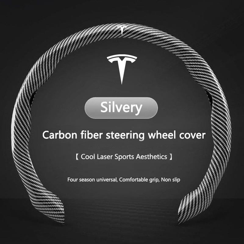 ALN1 Carbonfaser Lenkradabdeckung für Tesla Model 3 Model S Model X Model Y Rutschfeste Schutzschale Auto Innenzubehör