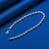 Charm 925 Sterling Silver 8-inch 4MM Exquisite Twisted Rope Chain Bracelet, Fashionable Women's Party Wedding Gift Jewelry