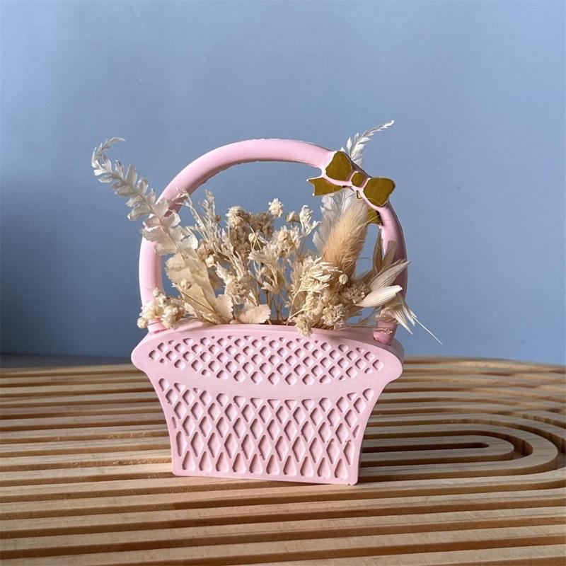 Decorative Flower Basket Silicone Casting Mold Sturdy For Plaster Resin Crafts Home Ornament Design
