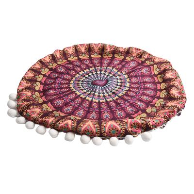 43CM Round Pillowcase Cover with Dual Side Printed Bohemian Pattern and Side Closure for Decorative Floor Pillows