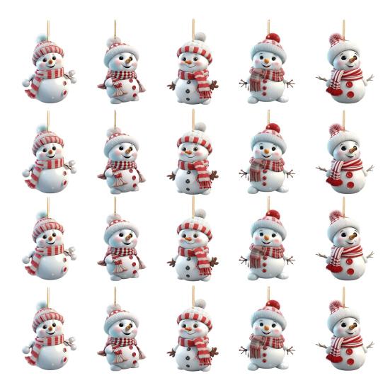 Wooden Christmas Snowman Ornaments Cartoon Snowman with Hat And Scarf Christmas Tree Ornament for Winter Farmhouse Holiday Party Decor