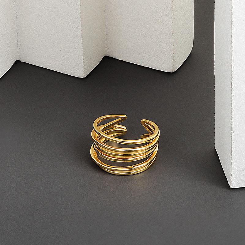 VENTFILLE 925 Sterling Silver Rings For Women Retro Simple Hollow Out Multilayer Wrap Intersection Open Jewelry Dropshipping