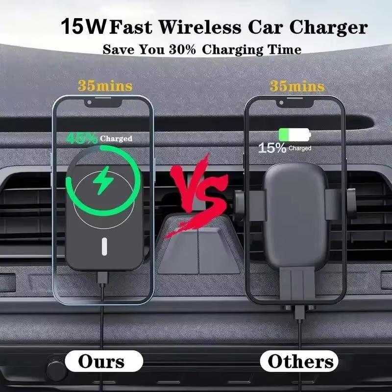iPhone Wireless Charger Holder for Iphone Charger Car Wireless Charging Cradle with Suction Cup Holder Fast Macsafe Car Charger