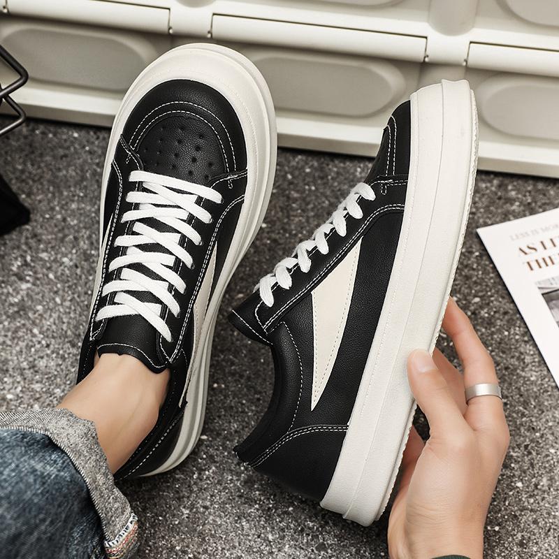 Men's Casual Board Shoes Spring Thick Soled Leather Upgraded Version Flat Bottomed Wear-resistant Base Classic Fashion Versatile