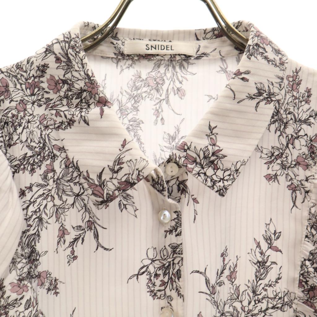 SNIDEL Floral Stripes No Sleeve Shirt F White Women Used