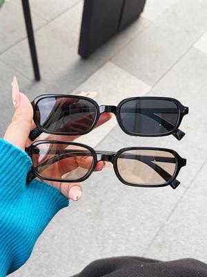 1Pcs Fashionable Small Rectangular Frame Glasses Classic Color Trendy Stylish Simple Party Glasses Unisex