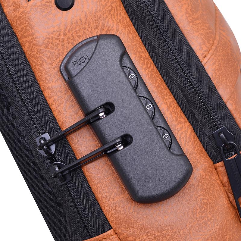 Men's Chest Bag Combination Lock Anti-Theft Crossbody Bag Outdoor Commuter Large Capacity Shoulder Bag