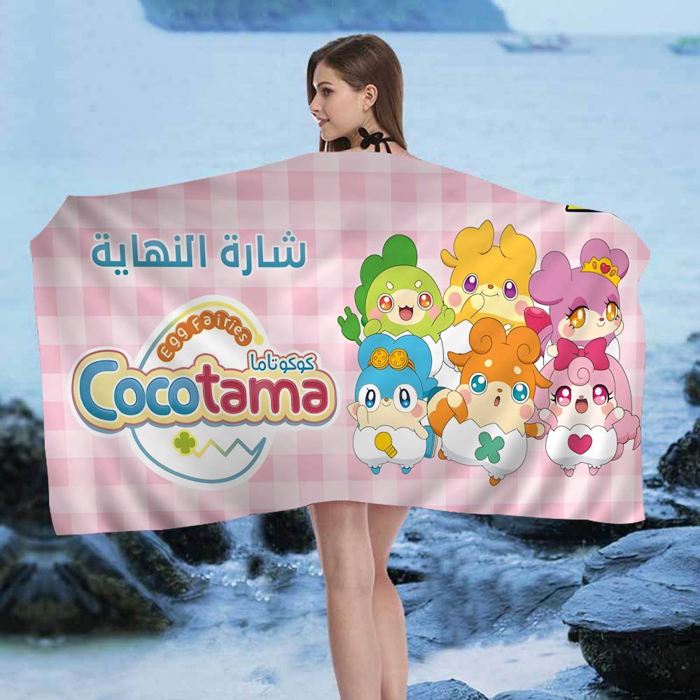 Cocotama Anime Bath Towel Microfiber Soft Water Absorbing Breathable For Girl Kids Decorative Cartoon Beach Towel