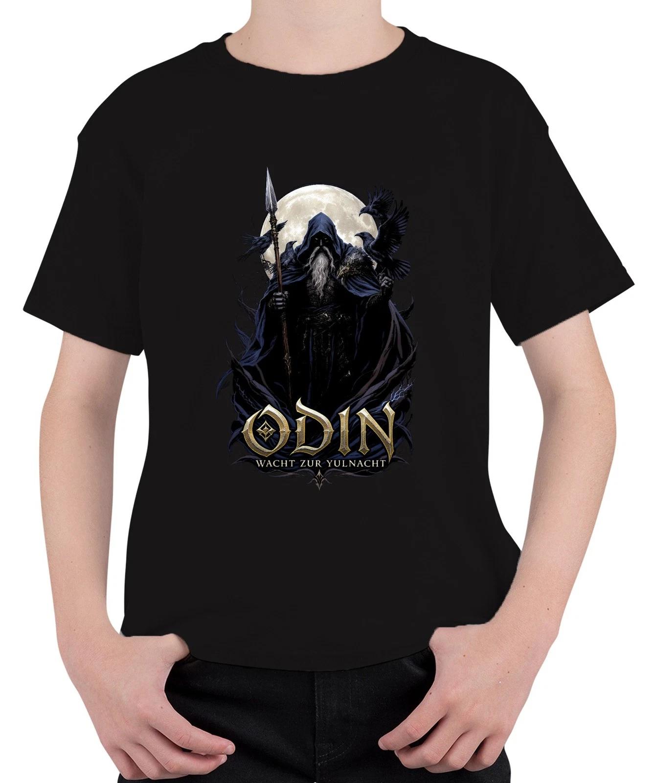 ODIN WACHT ZUR YULNACHT Wikinger Weihnachten Raben Vollmond Nordisch Unisex Kind XXXXL