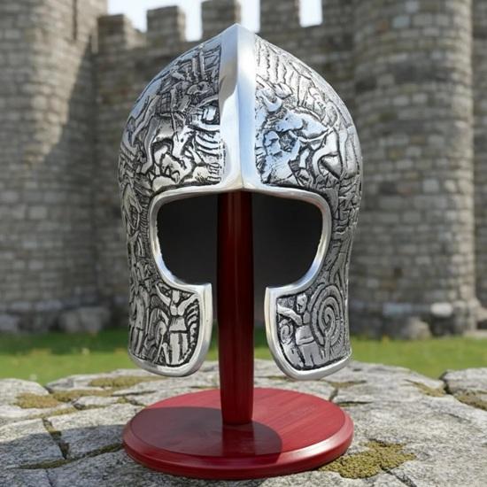 Engraved Barbuta Helmet 18 Gauge Steel Medieval Knight Armor Italian Barbute Helmet