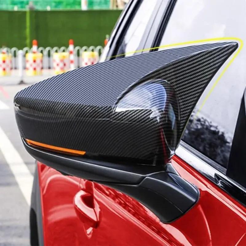 For Mazda CX30 CX-30 - Car Sticker Rearview Side Mirror Cover Wing Cap Exterior Door Rear View Case Trim Carbon Fiber