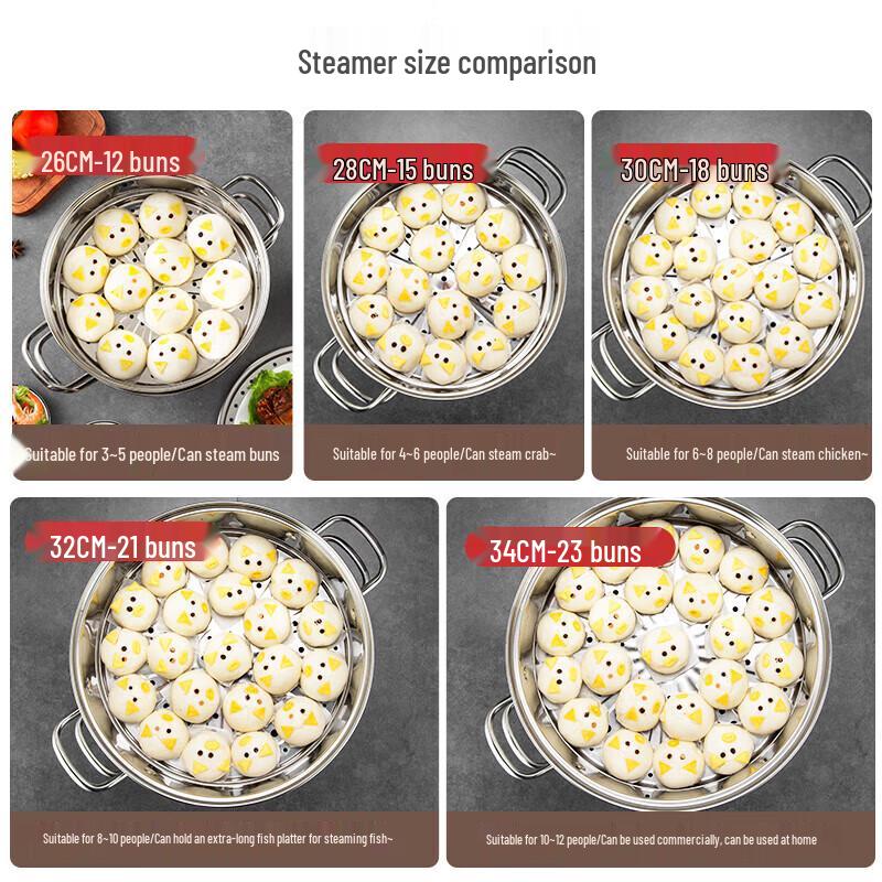 Meichu New Head Chef 304 Stainless Steel 34cm Double-Layer Steamer