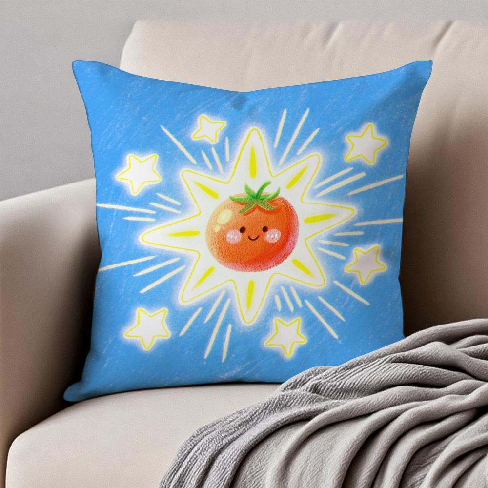 Härlig Anime Lyckofrukt Rolig Design Konst Kuddfodral Örngott Dammkvalsterfri Osynlig Dragkedja Kort Plysch Soffkudde