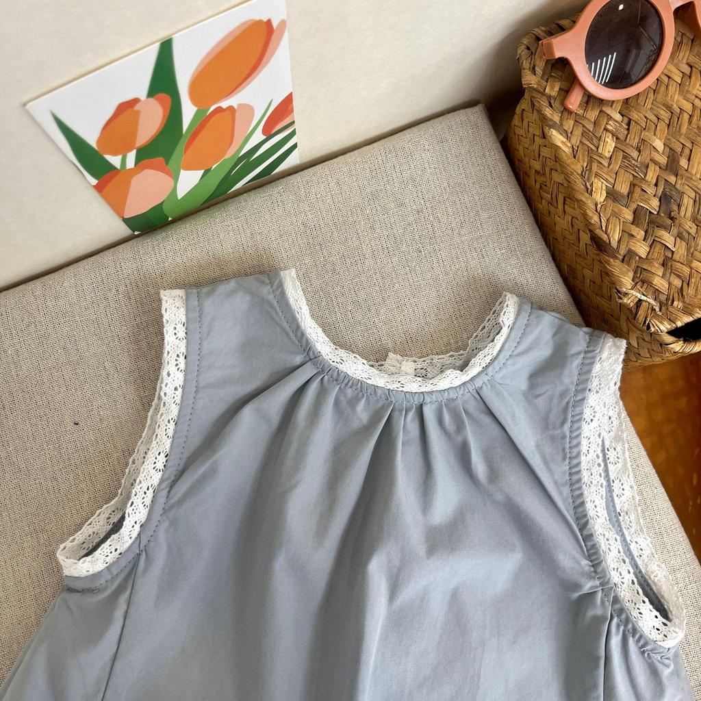 2025 Summer Lace Trim Dress: Baby Girls' Fashionable Western Style Vest