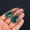 Indicolite Gemstone Earrings, 999 Copper Wire Wrapped Earrings, Handmade Antique Jewelry, Gift For Mother Day