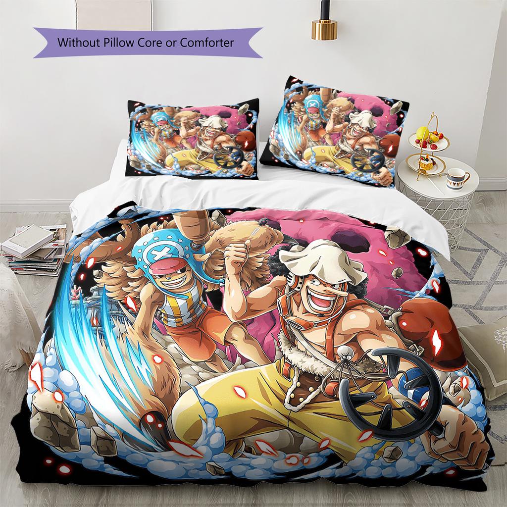 Set cu cuvertură și fețe de pernă cu model de desene animate Decorare casă Cadou de ziua de naștere (1 * husă de pilotă + 2 * fețe de pernă, fără miez)