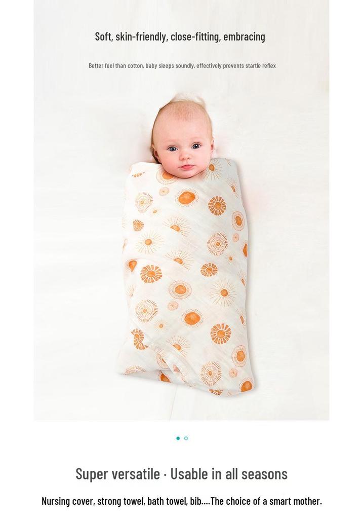 Newborn Double-Layer Bamboo Cotton Muslin Swaddle & Breathable Bath Towel