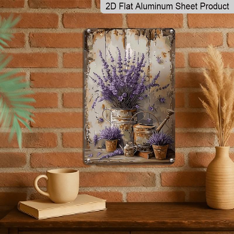 2D Flat, 1pc, Lavender Vintage Metal Sign, Aluminium Hanging Painting, Plaque Decorative Wall Art, Indoor/Outdoor Decor