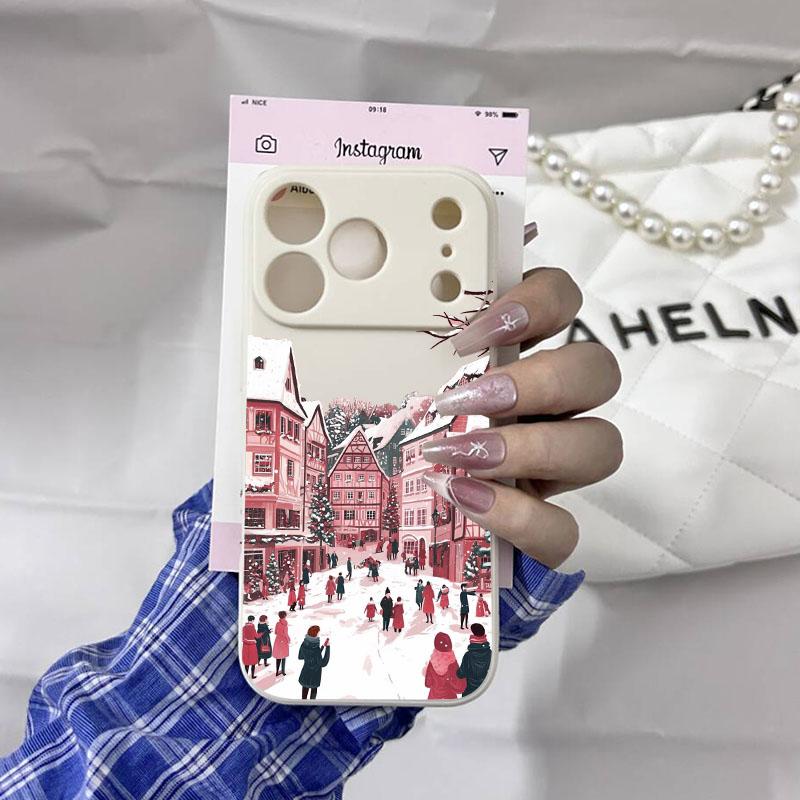 INS Cartoon Christmas Style Phone Case for IPhone 17 Pro 15 14 13 12 11 Pro Max XR XS X 16 Plus Streetscape Soft Silcone Covers