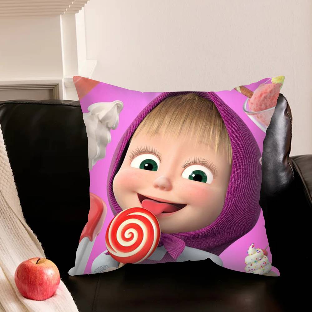 M-Masha And B-Bears-S Pillowcase For Sofa Room Office Decor Printing Protector Cushion Cover Valentine Gift Custom