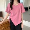 Summer Irregular Drawstring Trimming Thin Waist Short-sleeved T-shirt Spice Girl Sexy Versatile Pure Desire Wind Niche Top Ins