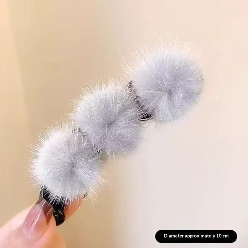 Nerz Haarklammer Banane Vertikal Flauschig Herbst Winter Hinterkopf Haarklammer Pferdeschwanz Haarklammer Kopfschmuck Zubehör