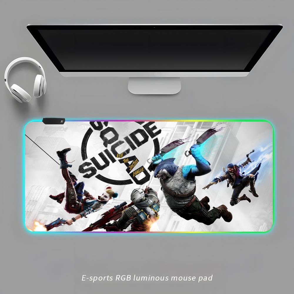 S-SuicidE-ES S-SquadS K-Kill The J-Justice LeaguES Коврик для мыши RGB Игровой коврик для мыши Настольный коврик HD Игровой Большой светодиодный свет XXL Коврик для мыши RGB600x300x3mm