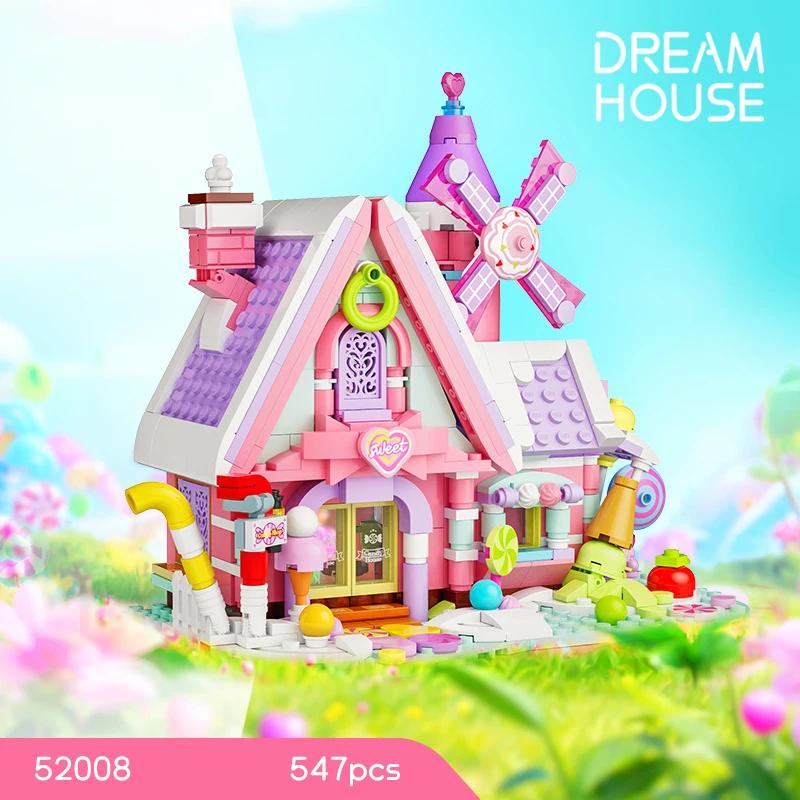 Romantic Fairy Tale Building Blocks Model Coffee House and Fantasy Candy House Creatively Assemble Puzzle Toy Gifts for Girls
