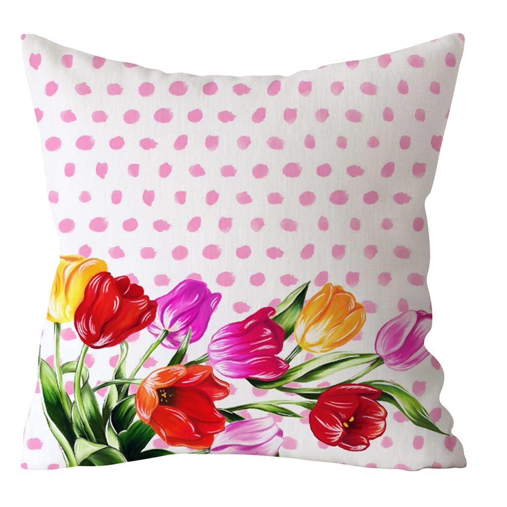 Spring Easter Home Decoration Cushion Cover Square Pillow Case Cartoon Rabbit  Egg Print