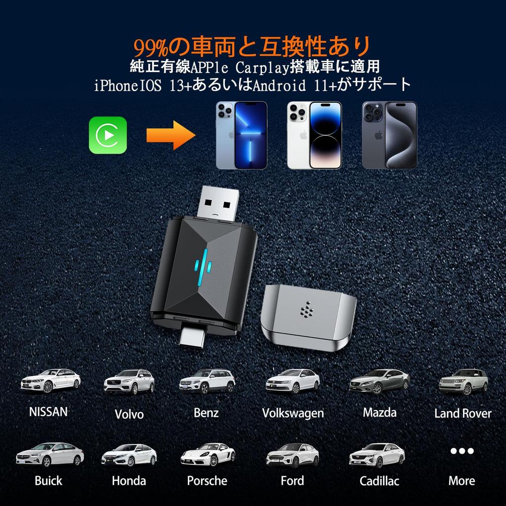 Volam 2 in 1 CarPlay & Android Auto Wireless Adapter, 5.0 Bluetooth & 5G