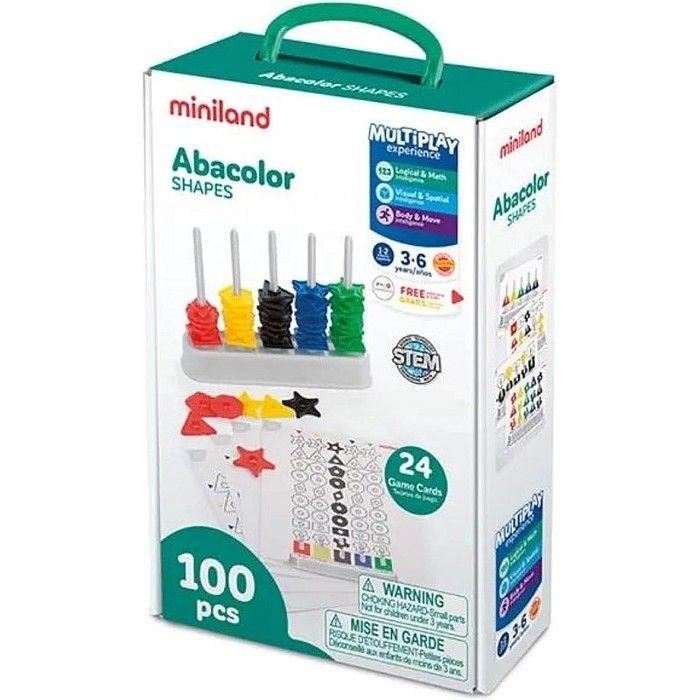 Abaque - miniland - 95270 - multicolore - 100 pièces - 12 fiches incluses
