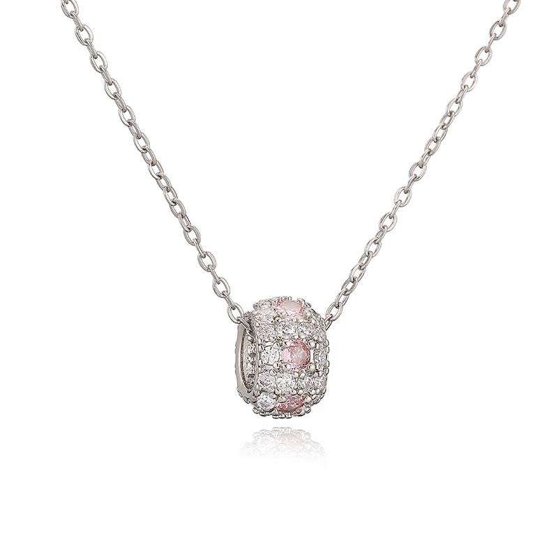 

HECHENG,Copper Plated 18K Golden Luxury Sweet Round Bead Zircon Pendant Necklace Unisex Couple Jewellery Wholesale 1 Pcs Other розовый/медный