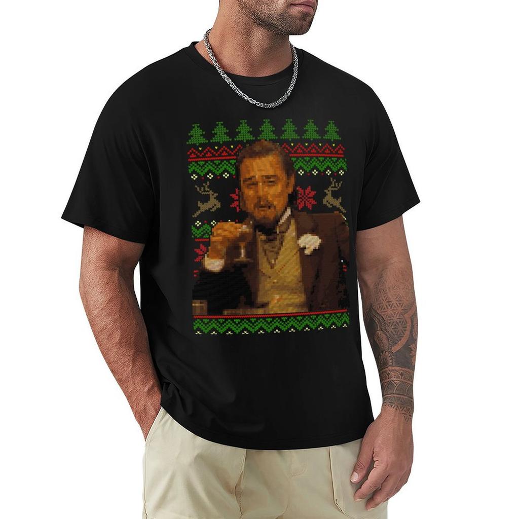 Dicaprio Drinking Meme Ugly Sweater Tshirt Large Size Soft Cotton Tshirt