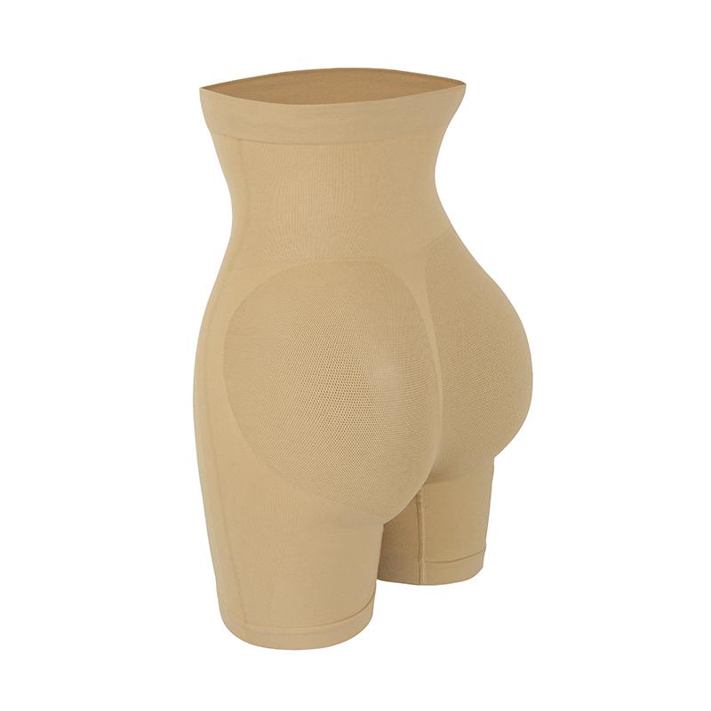 

Шорты для коррекции живота для женщин с высокой талией, бесшовные формирующие шорты-слипы под платья XL бежевый