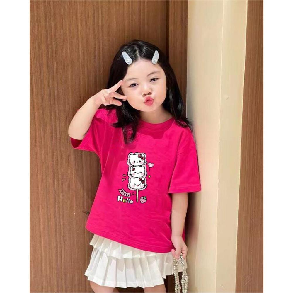 Cute Kitty short sleeved T-shirt for children's summer casual wear