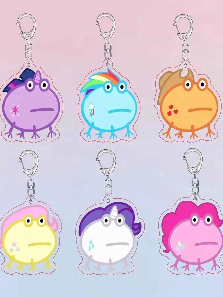 1pc My Little Pony Cute,Funny Frog Acrylic Keychain, Character Twilight Sparkle, Rainbow Dash, Pinkie Pie, Fluttershy, Suitable For Keys, Decorations,