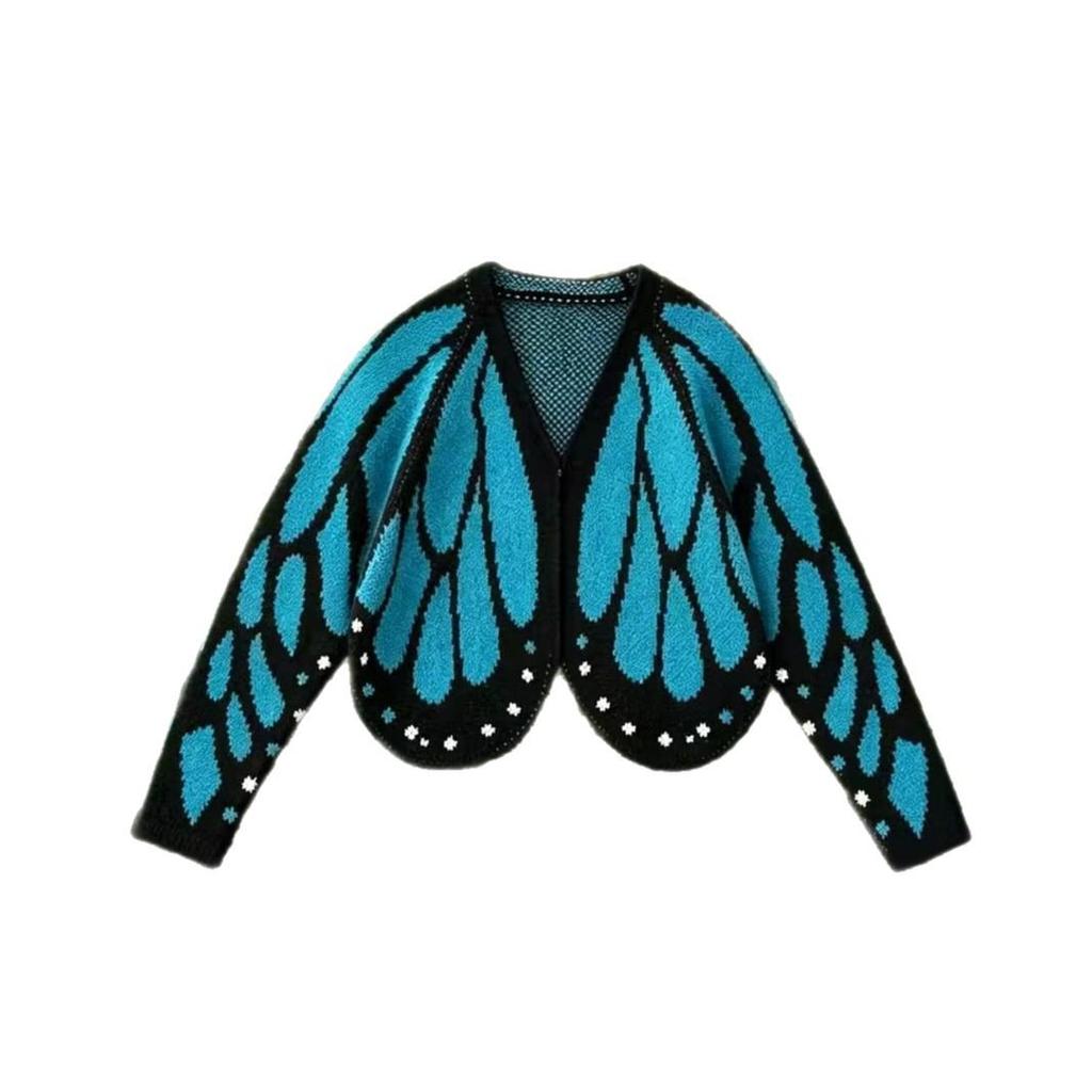 Color Block Butterfly Knit Cardigan with Batwing Sleeves