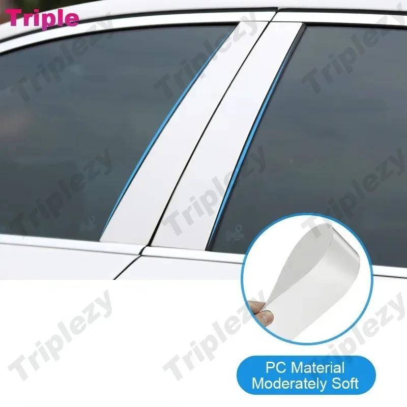 Chrome Car Door Center Column Window Middle BC Pillar Post Cover Trim For BMW 3 Series Sedan E90 2005-2012 Mirror Effect Sticker