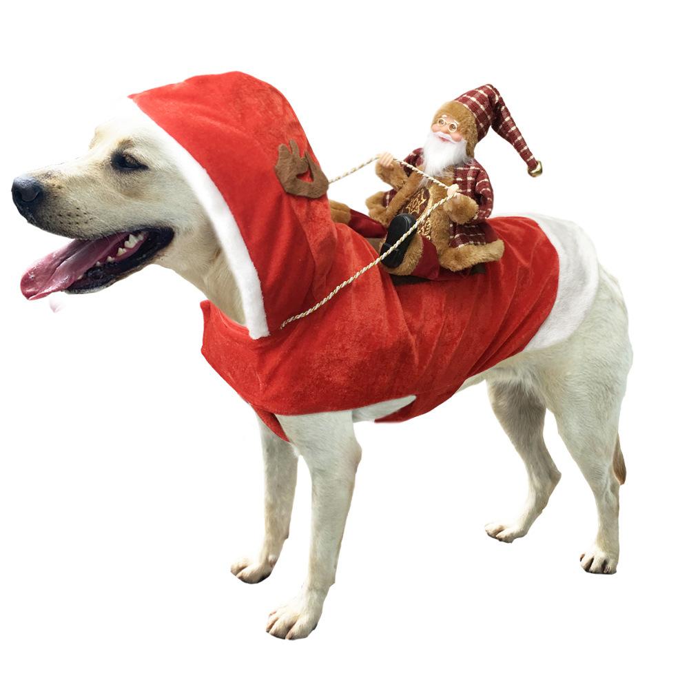 Christmas Dog Costume Santa Claus Riding