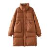 Medium and long pocket design stand-up neck down jacket women's thickened white duck down high-end casual and thin warm jacket tide