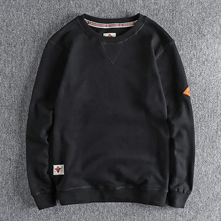 Men's Spring and Autumn Retro Sleeve Sweatshirts Solid Casual Washed Hoodies