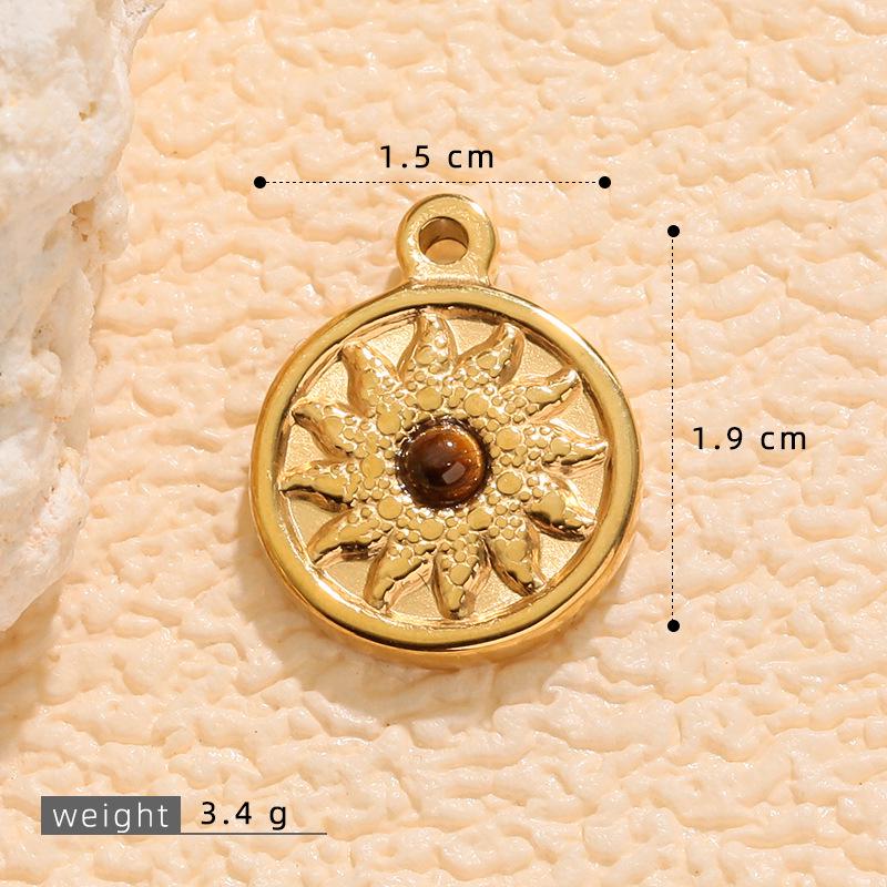 Stainless Steel Oval Star Tiger Eye Stone Pendant Jewelry