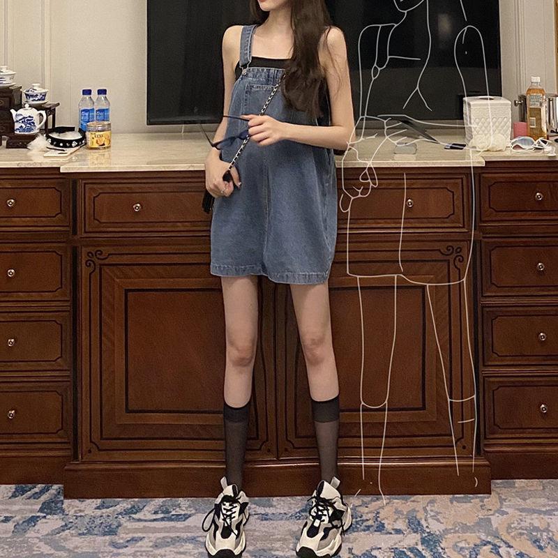 Woman Skirts Summer High Waist Loose Denim Suspender Skirt Women's Jumpsuit Skirt