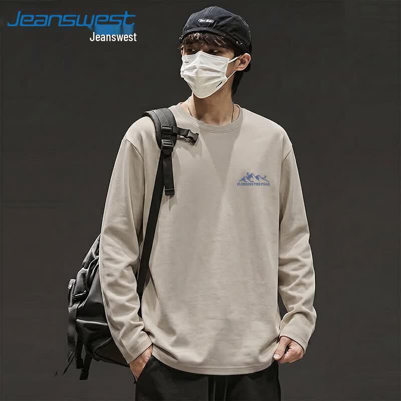 Jeanswest Men's 2026 American Trendy Loose Fit Heavyweight Cotton Long Sleeve T-Shirt
