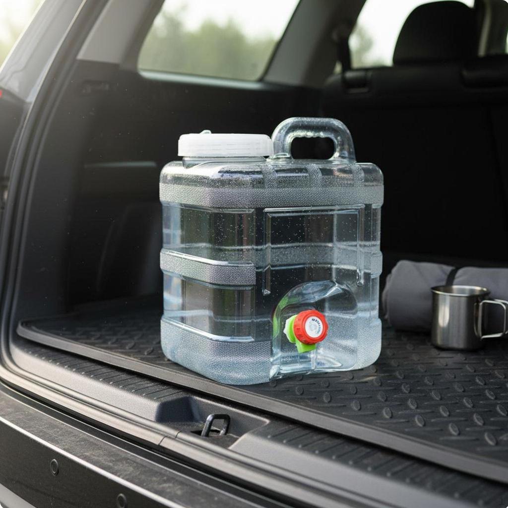 Portable Water Container Builtin Faucet Large Capacity Carrier LeakResistant Seal for Campers,