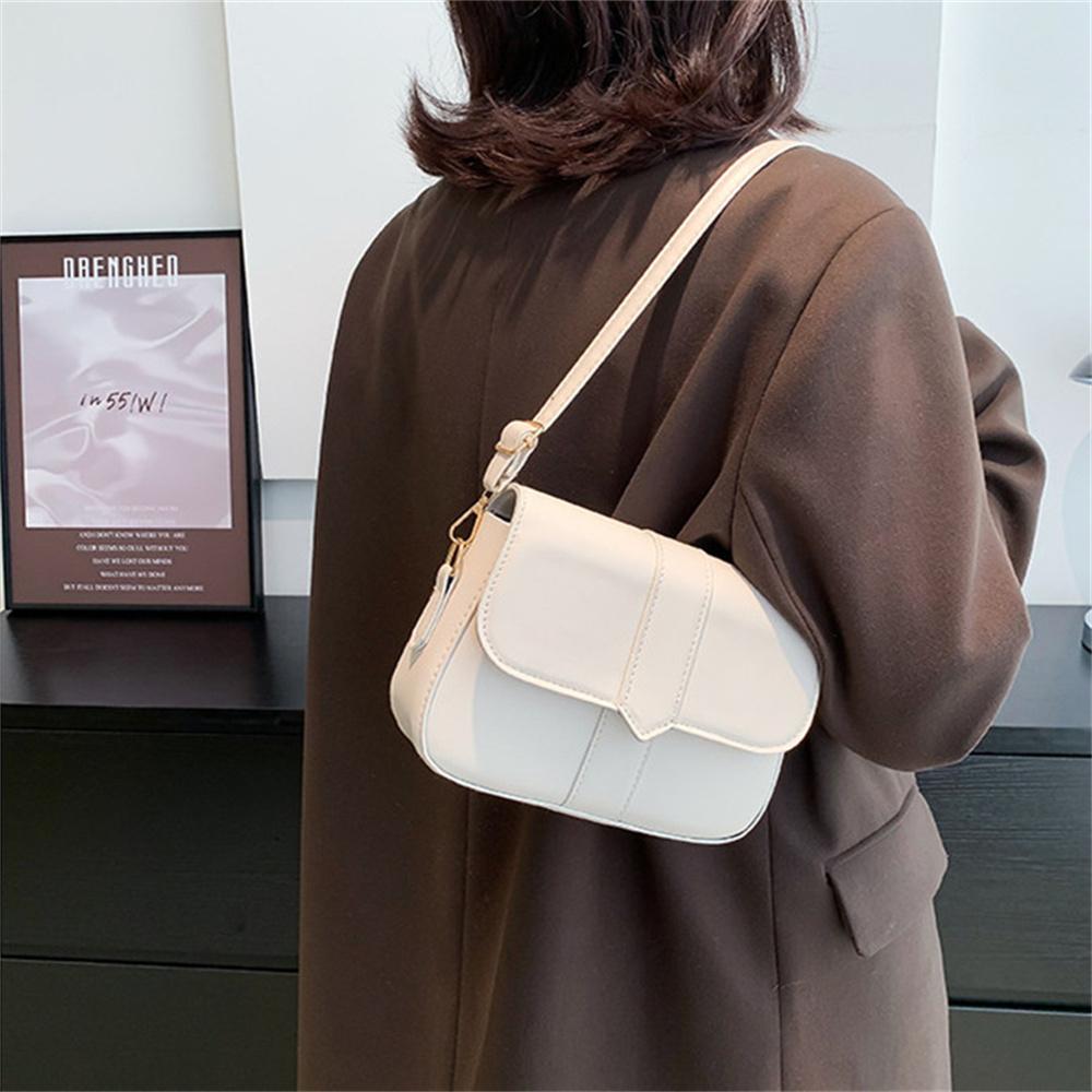Women PU Leather Crossbody Bag Simple Solid Color Flap Handbags Fashion Shoulder Messenger Bag