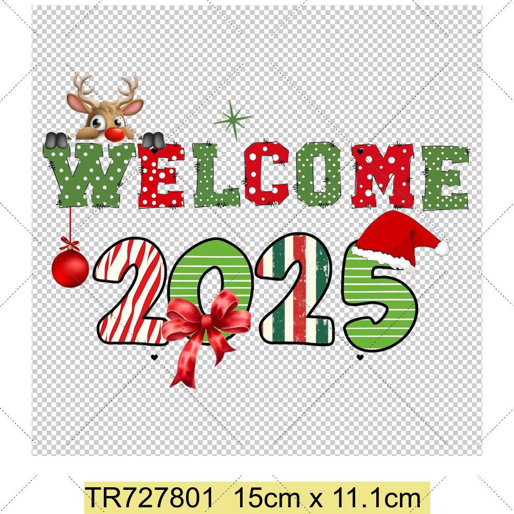

New Year 2025 Patch for Clothing Iron-On Transfers for T-Shirt DIY Washable Sticker Hello 2025 New Year Heat Transfer Sticker