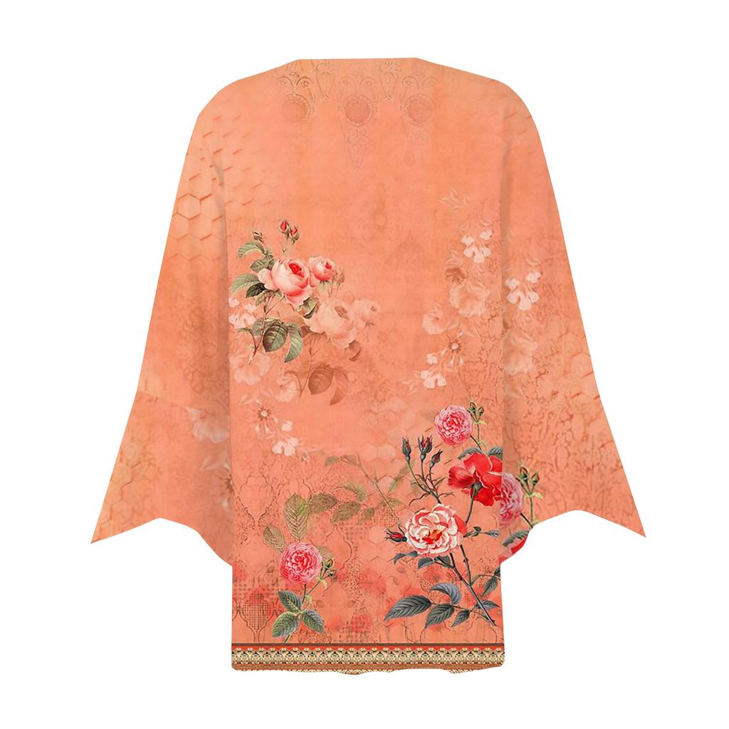 Women's Shirt Blouse Outerwear Print 3/4 Length Sleeve Casual Holiday Basic Button Tops