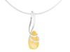 Short Silver Necklace Drop with Milky Amber Teardrop Choker 32 Cm