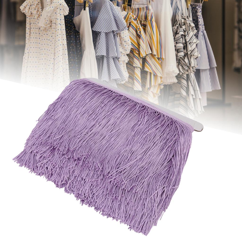 10yd 14cm Langer Fransen Latein Kleid Quasten Polyester Spitze Besatz Band Nähen Bühne DIY Vorhang Bekleidungszubehör Violett